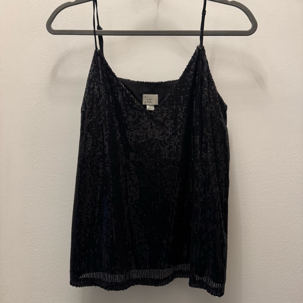 Black Sequined Camisole Top